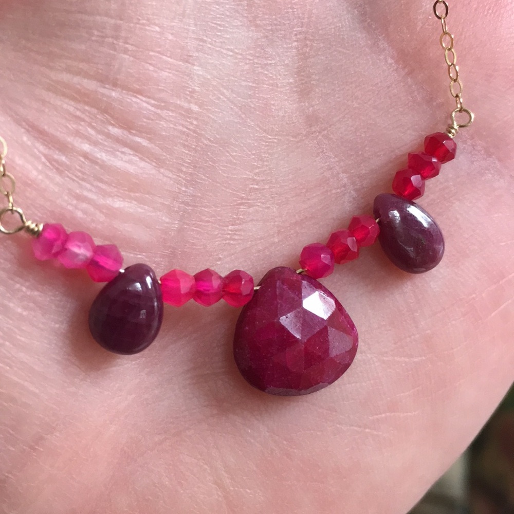 Ruby Chalcedony Necklace Gold Fill - image 5